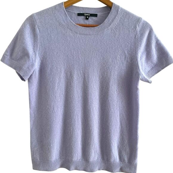QUINCE Mongolian Cashmere Tee Short Sleeve Sweater S M Lilac Quiet Luxury Preppy - Picture 1 of 9